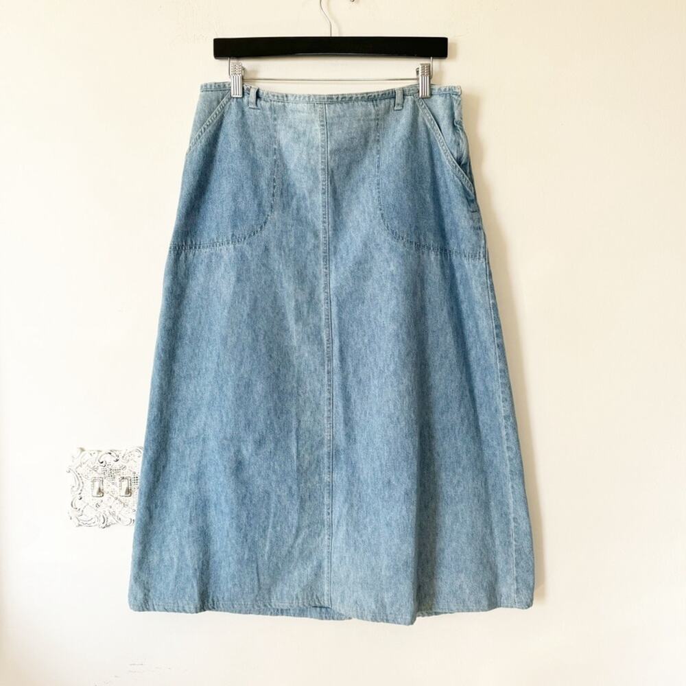 Vintage Y2K Western Cowgirl St. John’s Bay Denim Midi Skirt 14